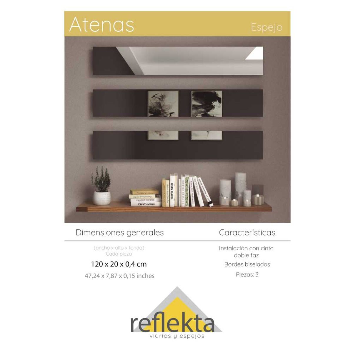 Espejo de Vidrio TuHome Atenas 60 x 120 cm