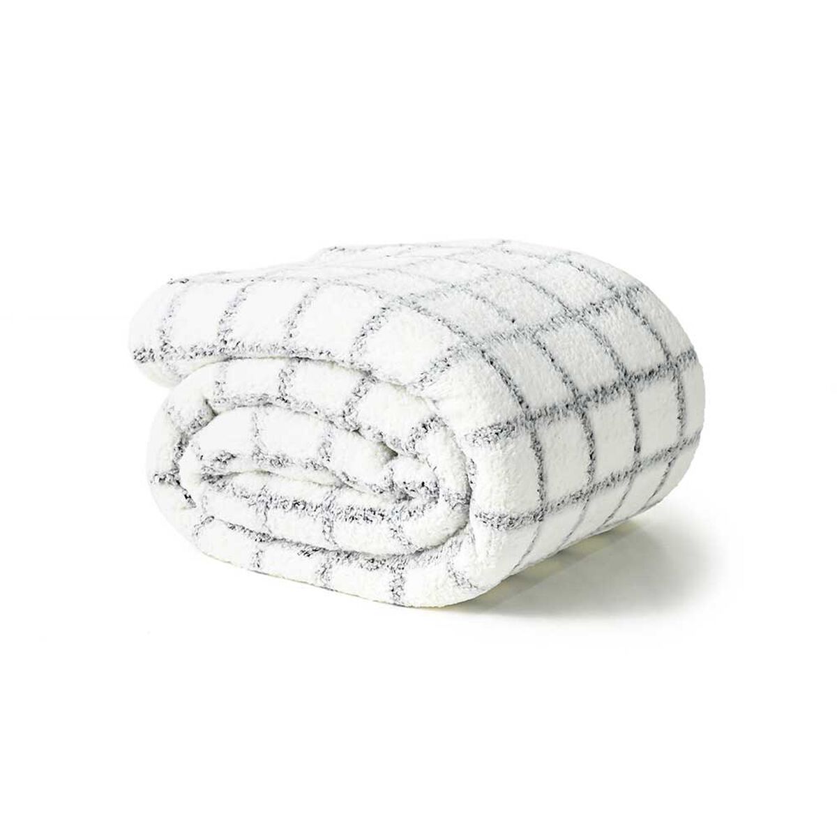 Frazada American Family Sherpa King Cuadros Blanco