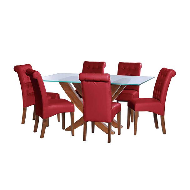 Juego de Comedor Latam Home Alicante 6 Sillas Rojo