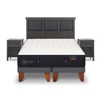 Cama Europea CIC Base Dividida 2 Plazas Premium + Respaldo + 2 Veladores Torino