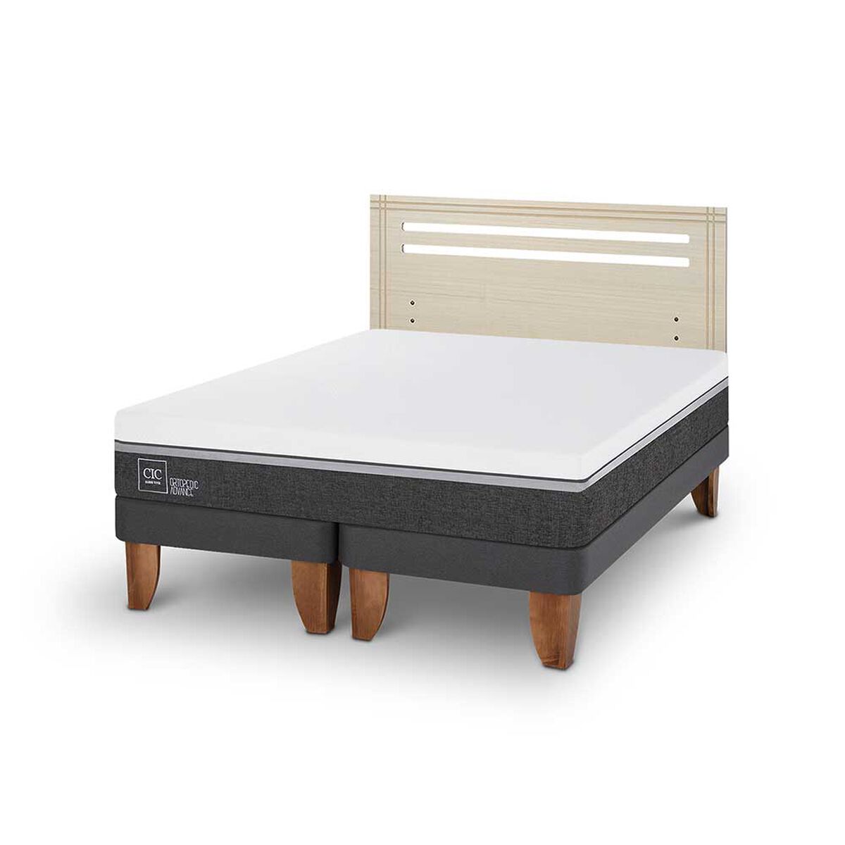 Cama Europea CIC Base Dividida 2 Plazas Ortopedic Advance + Respaldo Munich Alpino