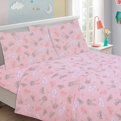 Juego de S&aacute;banas Illusions 144 Hilos 1,5 Plazas Lady Rosado