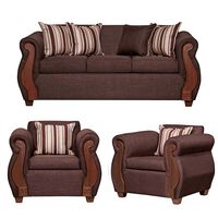 Juego de Living Ruzam Mobel Begoña Sofá 3 Cuerpos + Dos Sillones 1 Cuerpo Lino Café
