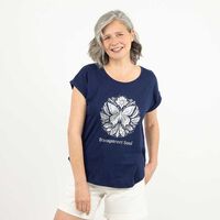 Polera Con Estampado Manga Corta Mujer Portman Club Azul, Crudo, Negro, Rosa, Taupe