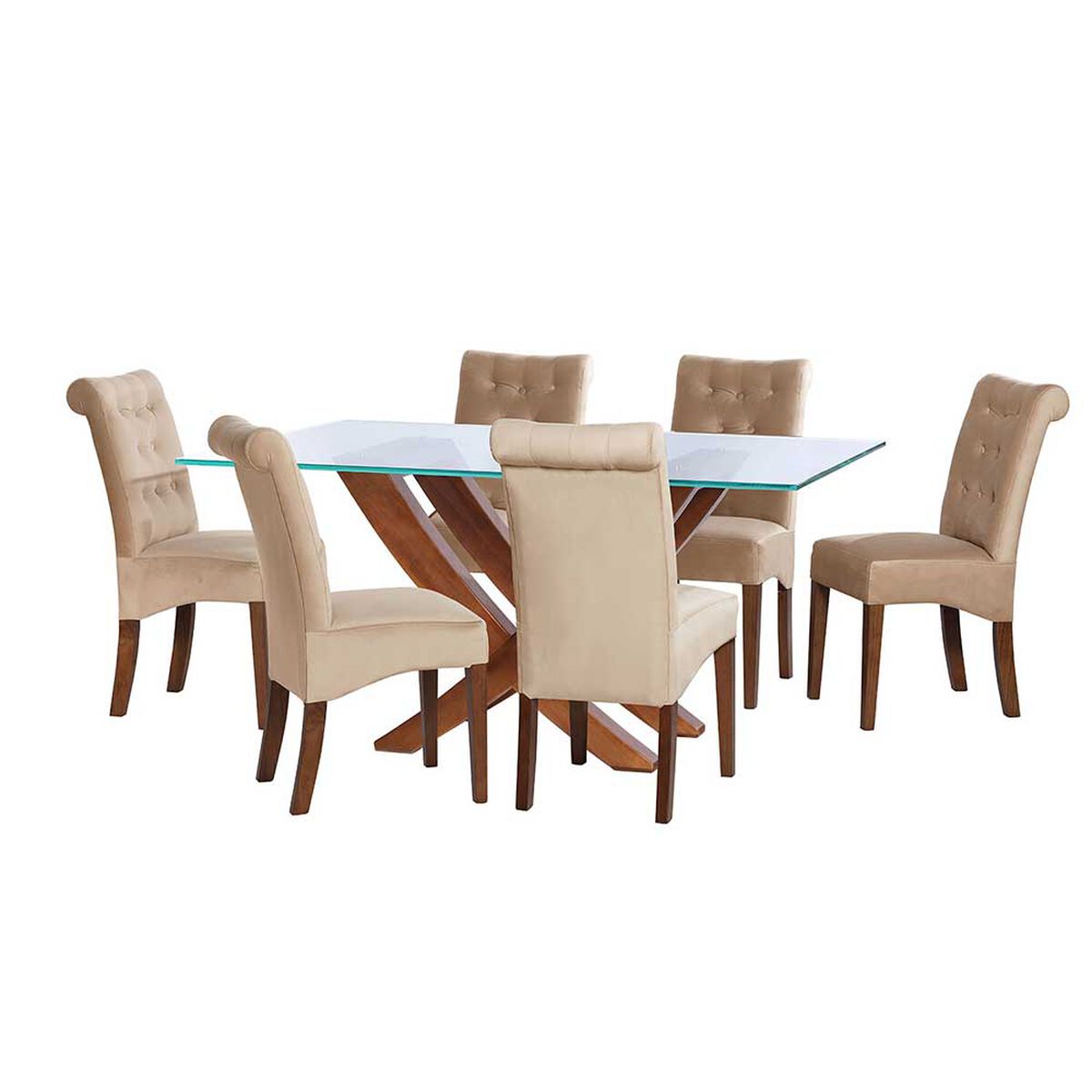 Juego de Comedor Latam Home Alicante 6 Sillas Beige