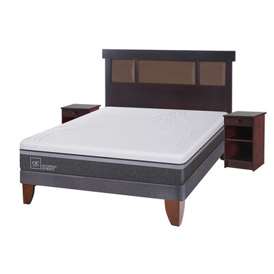 Imagen 2 del producto Cama Europea CIC 2 Plazas Ortopedic Advance + Respaldo + 2 Veladores Dublin Chocolate