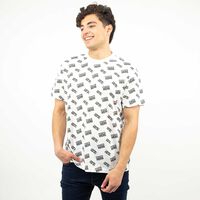 Polera Estampada Manga Corta Hombre Icono Blanco, Celeste, Gris, Negro, Verde