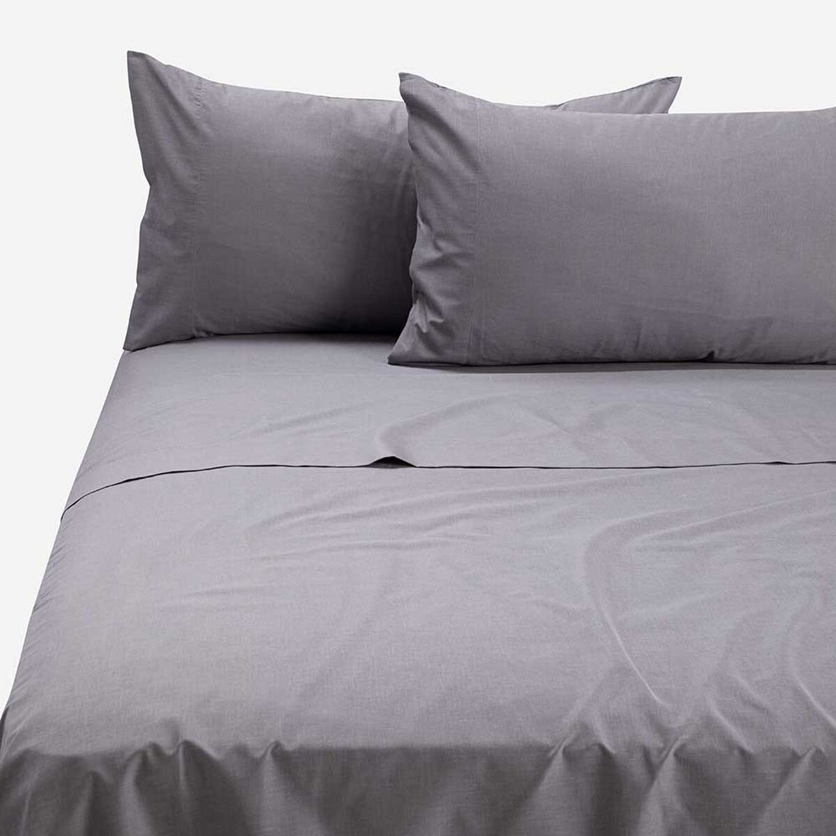 Juego de S&aacute;banas Rosen 144 Hilos 2 Plazas Polycotton Lisa Grafito