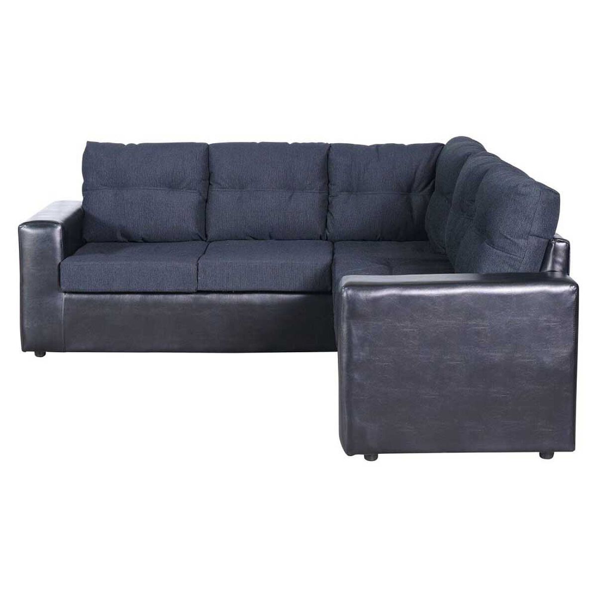 Sofá Seccional Modular Kea Liverpool 5 Cuerpos PU Tela Negro Gris