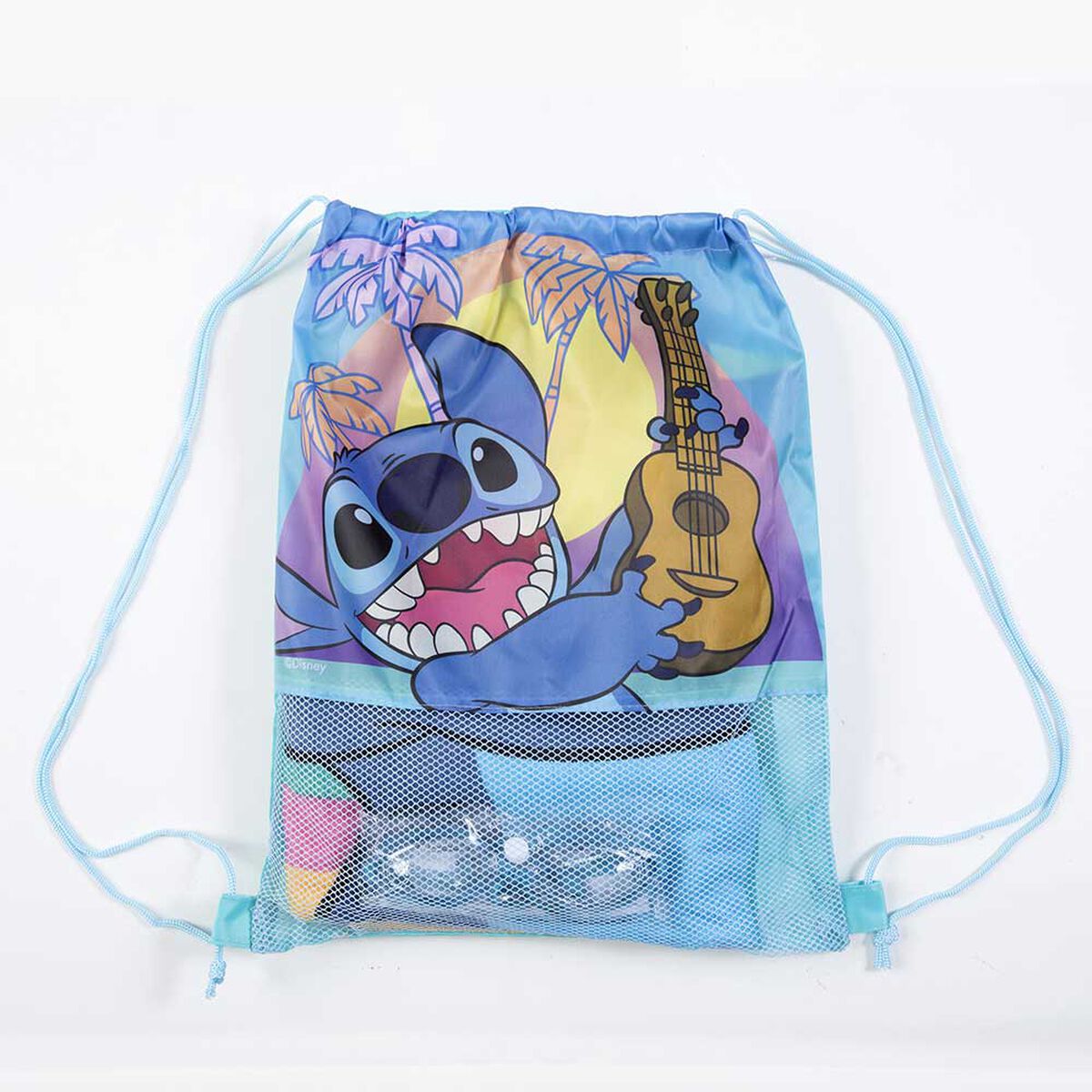 Toalla de Playa + Bolso + Lentes Natación Disney Stitch 140 x 70 cm