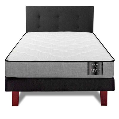 Cama Europea Flex 1,5 Plazas Star + Respaldo Royal Negro
