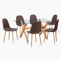 Juego de Comedor Spazzio Cross Natural 6 Sillas