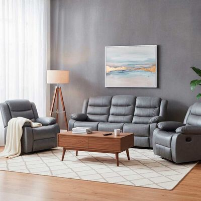 Juego de Living Reclinable Daniels Sof&aacute; 3 Cuerpos + 2 Bergers Roma Gris