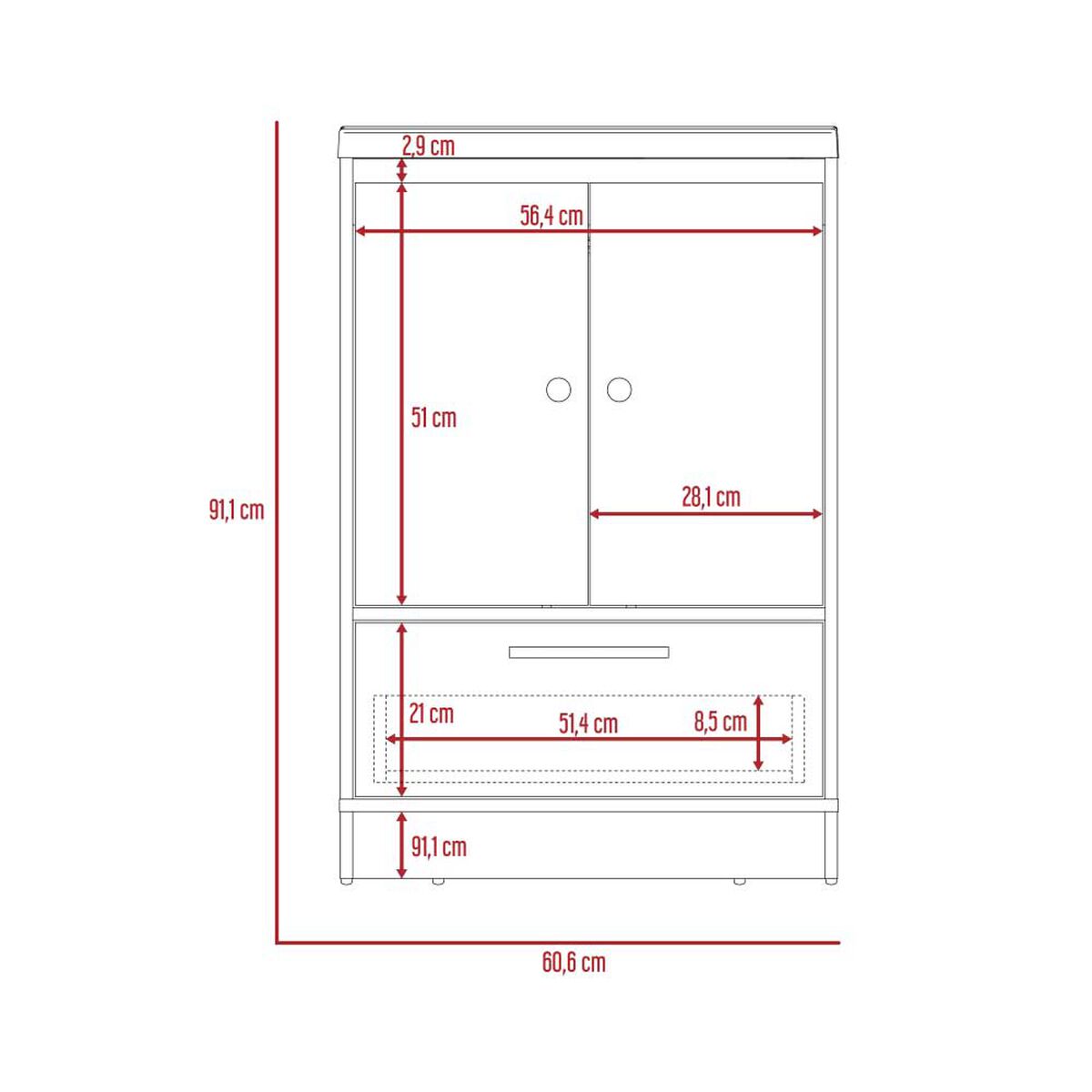 Mueble Lavamanos TuHome Bath Bi Color 2 Puertas 1 Caj&oacute;n Duna Blanco