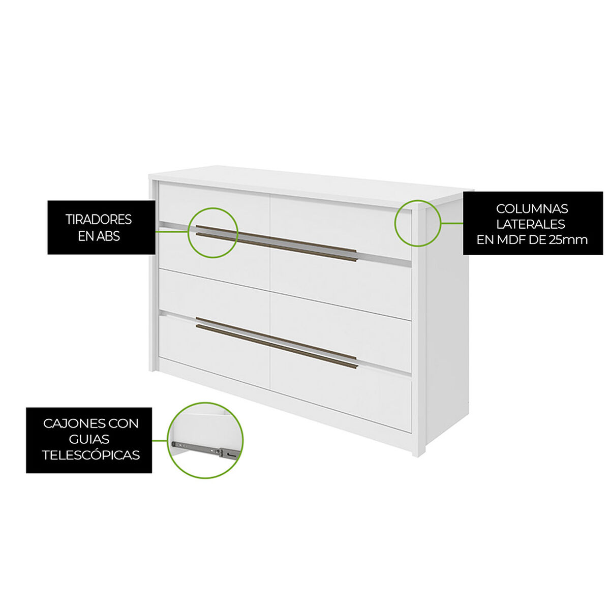 C&oacute;moda Di Poretti Design Urban 8 Cajones Blanco