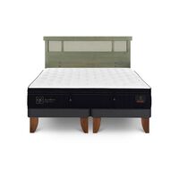 Cama Europea CIC Base Dividida King Súper Premium + Respaldo Dublin Olivo