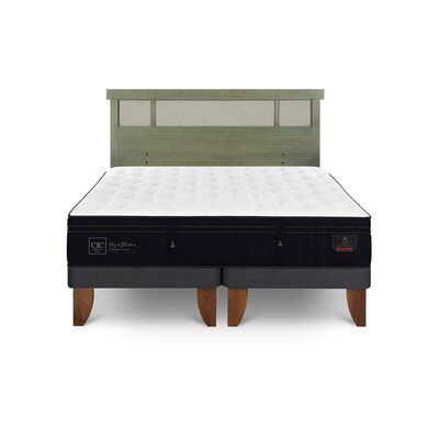 Cama Europea CIC Base Dividida King Súper Premium + Respaldo Dublin Olivo
