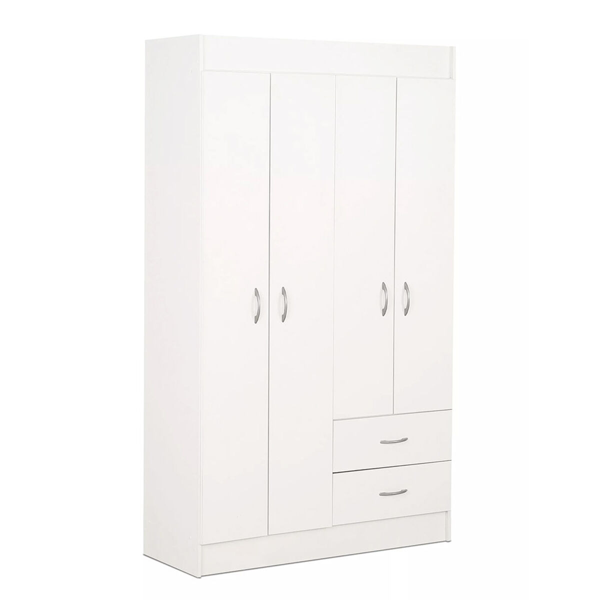 Combo Closet 4 Puertas 2 Cajones + Veladores + C&oacute;moda 10 Cajones Stanford Blanco