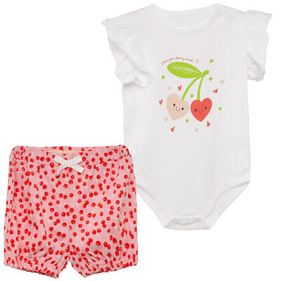 Conjunto Polera+Short Chess Baby Blanco, Rosado