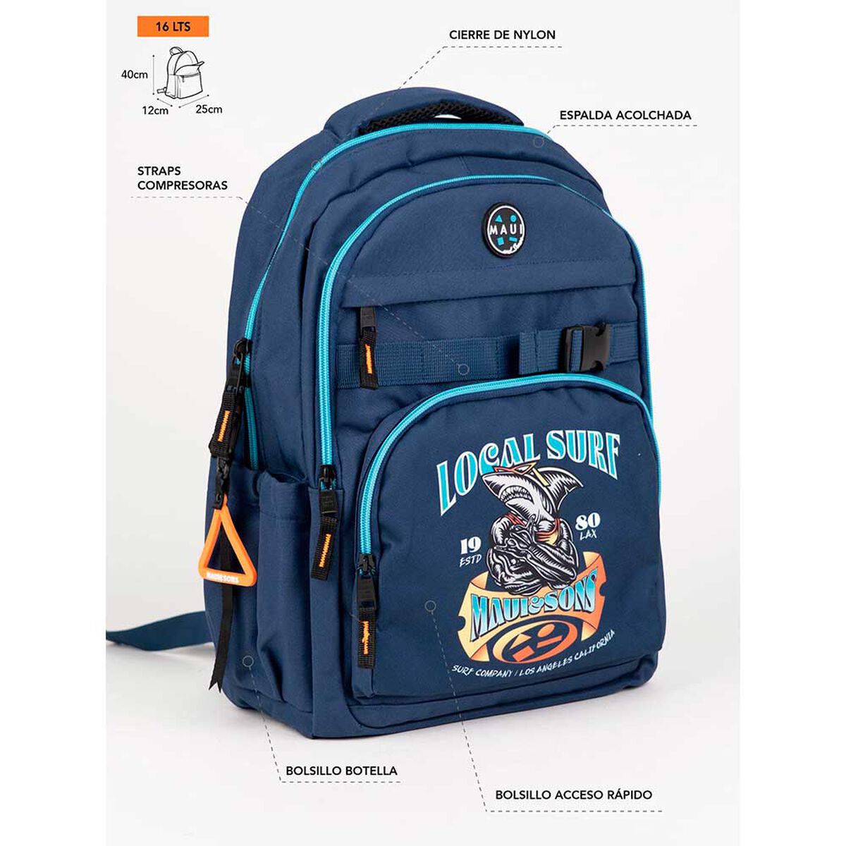 Mochila Escolar sin Ruedas Maui