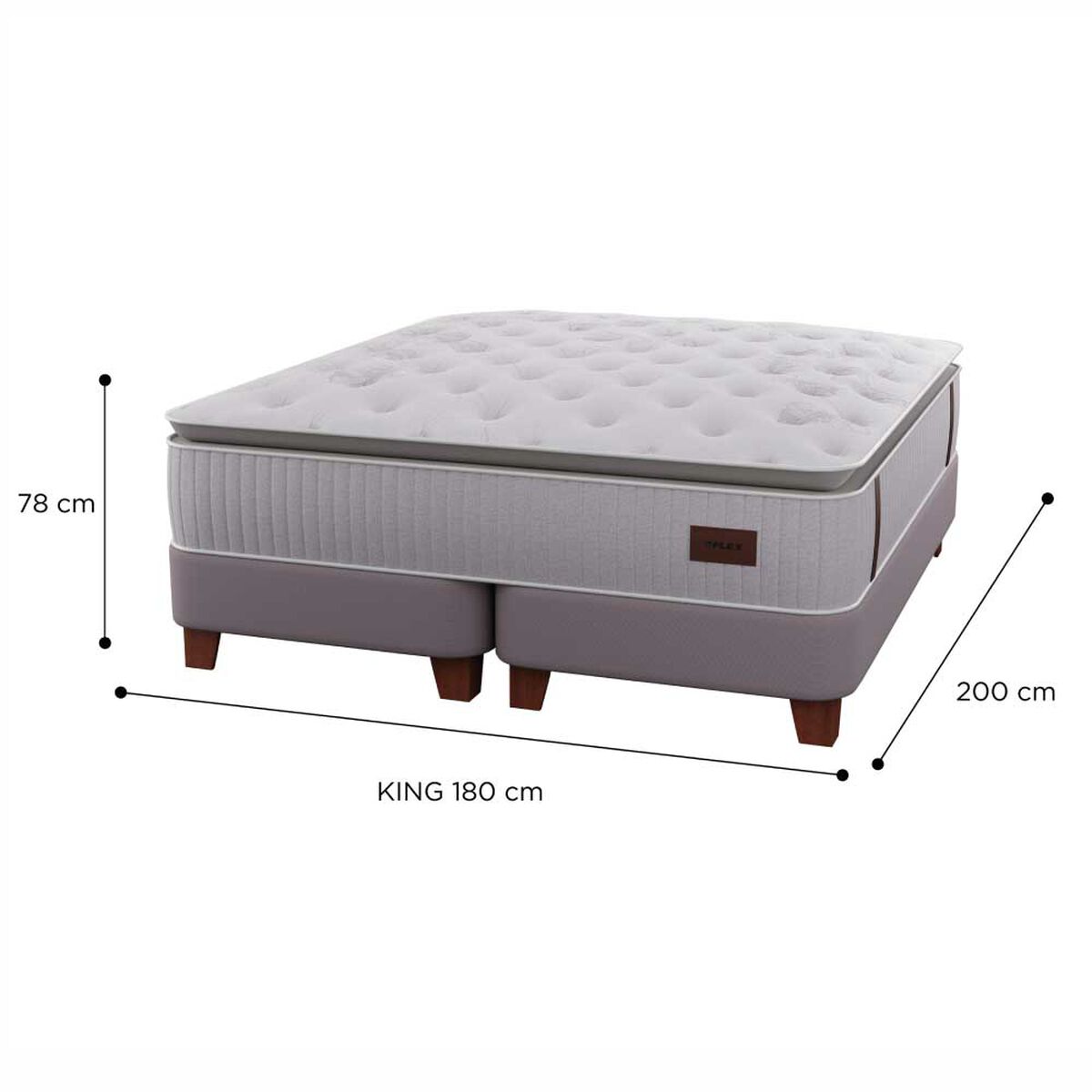 Cama Europea Flex King  Heritage + Respaldo Design Crudo + Veladores Roma