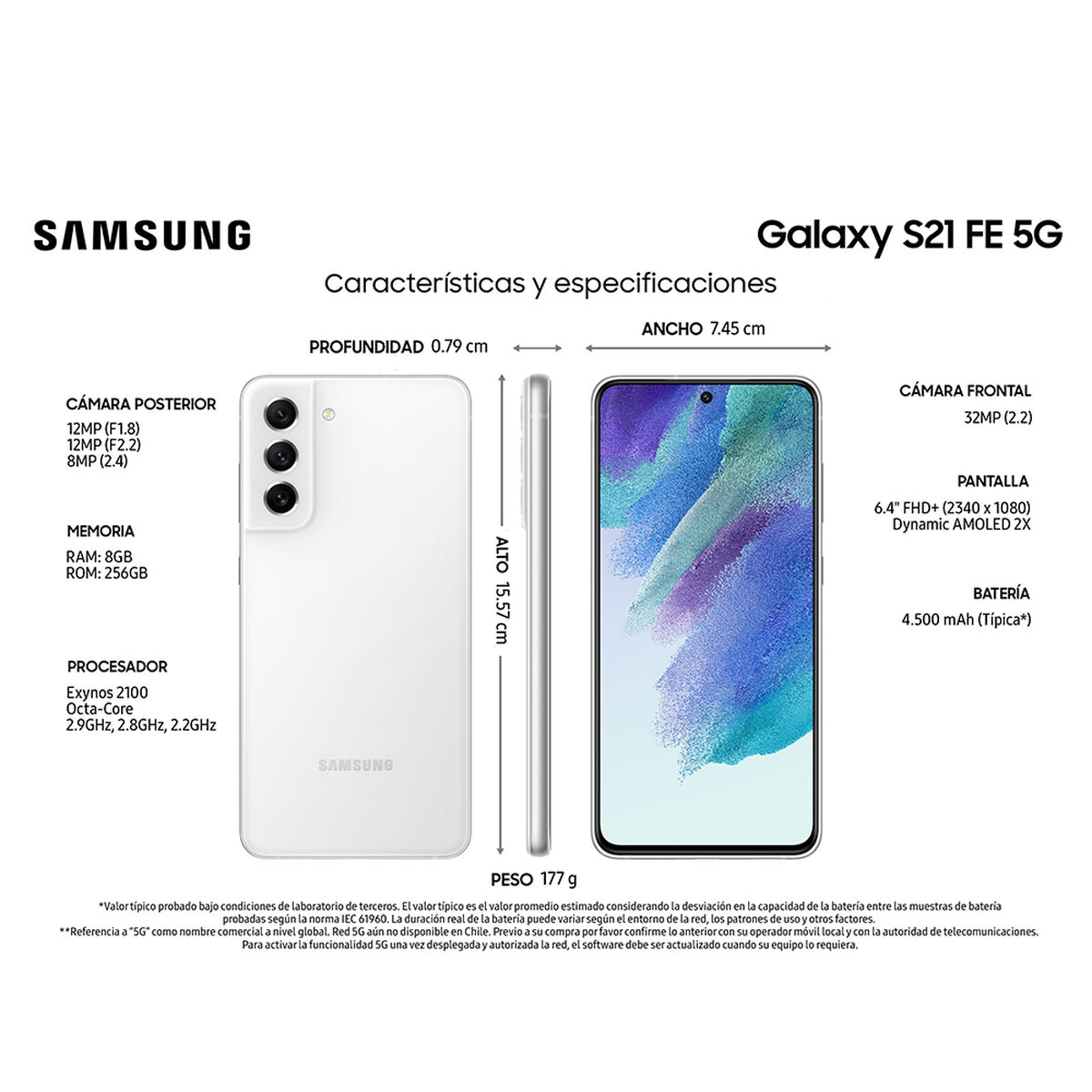 Celular Samsung Galaxy S21 FE 5G 256GB 6,4" White Liberado