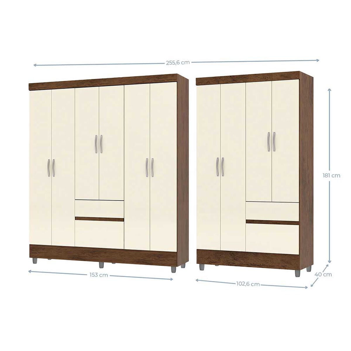 Combo Closet Vekkahome Americano 6 y 4 Puertas Caf&eacute;