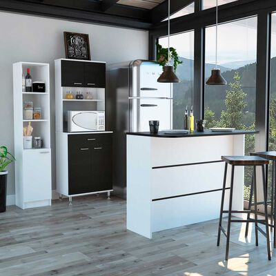 Combo Mueble Microondas + Barra de Cocina + Optimizador TuHome Kitchen Wenge Blanco