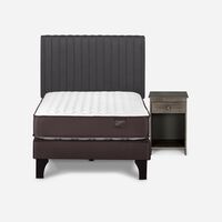 Cama Europea Rosen 1 Plaza Ergo T + Respaldo + Velador Grafito