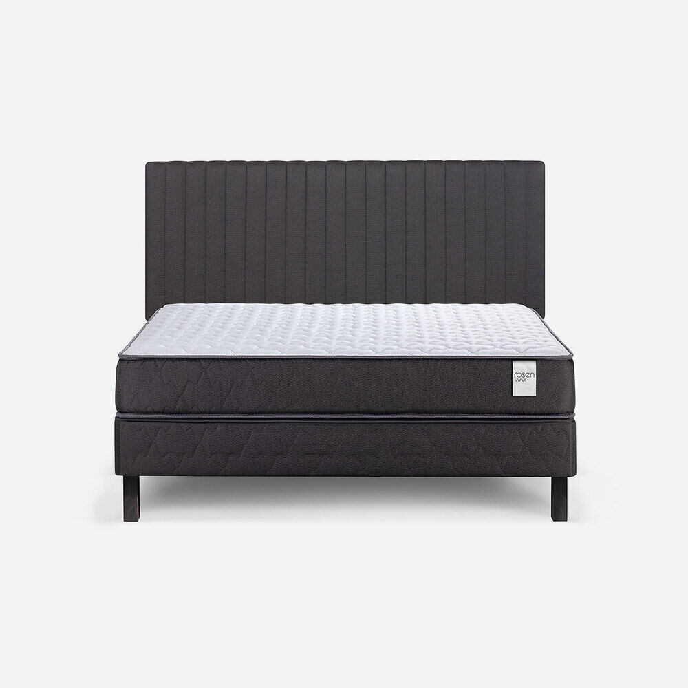 Cama Europea Rosen 2 Plazas Wave + Respaldo Grafito
