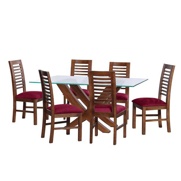 Juego de Comedor Latam Home Alicante 6 Sillas Burdeo