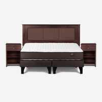 Cama Europea Rosen Base Dividida 2 Plazas Ergo T + Respaldo + 2 Veladores