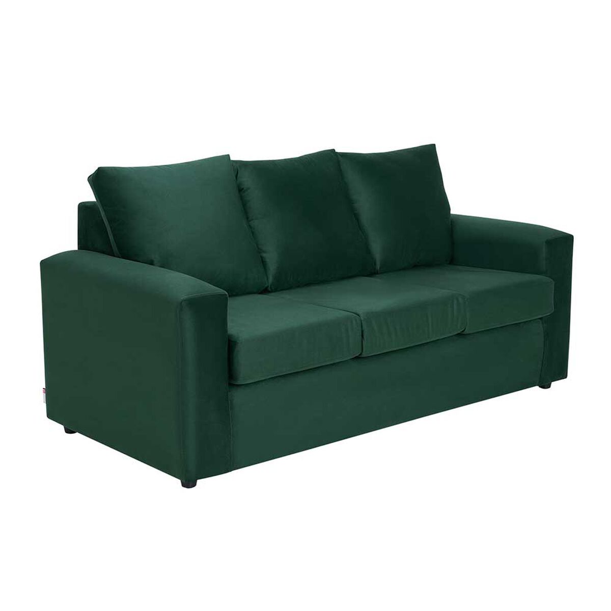 Juego de Living Bodevir Kendy Felpa 3 Cuerpos + Dos Poufs 1 Cuerpo Verde Botella