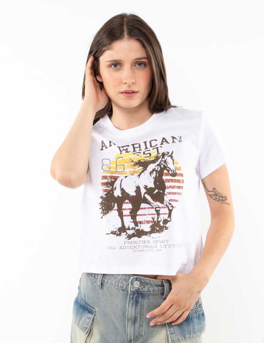 Polera Con Estampado Manga Corta Mujer Icono