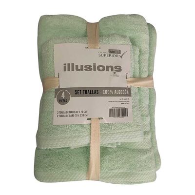 Set Toallas Illusions 4 Piezas Menta