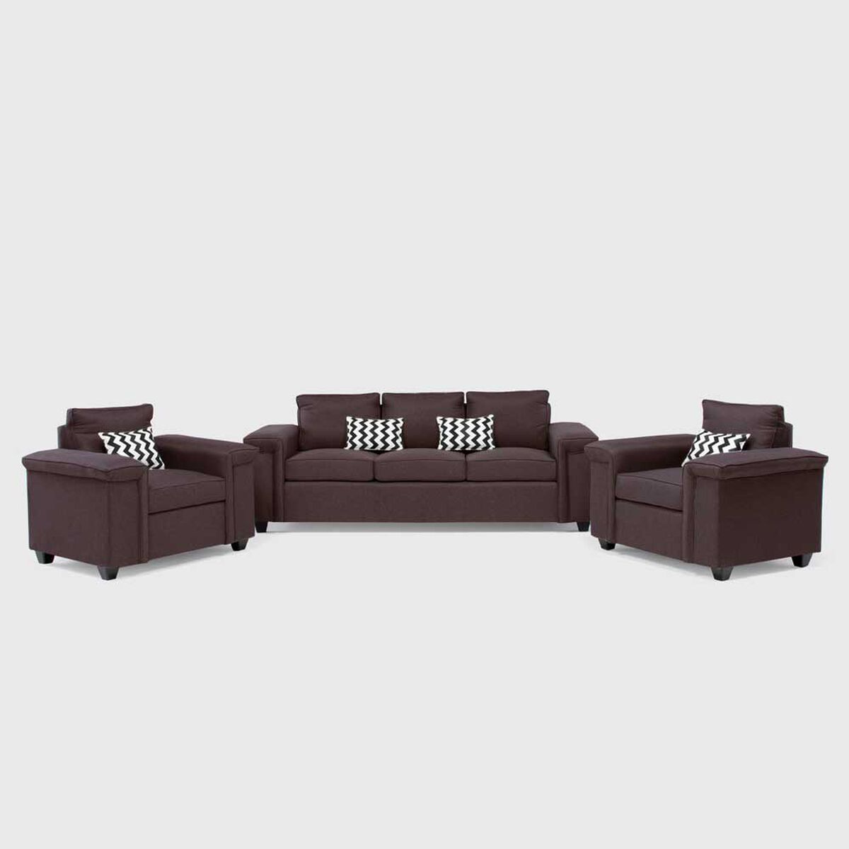 Juegos de Living Mons Sicilia Sof&aacute; 3 Cuerpos + Dos Sillones 1 Cuerpo Chocolate