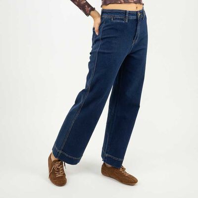 Jeans Flare Mujer Icono Azul, Celeste, Crudo, Negro