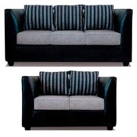 Juego de Living Elegant Detail Valentino Sofá 3 Cuerpos + Sofá 2 Cuerpos Gris Plata