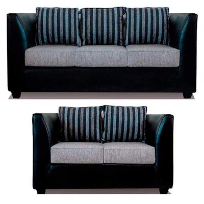 Juego de Living Elegant Detail Valentino Sofá 3 Cuerpos + Sofá 2 Cuerpos Gris Plata