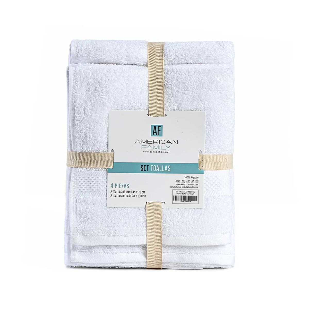 Set 4 Toallas American Family Blanco