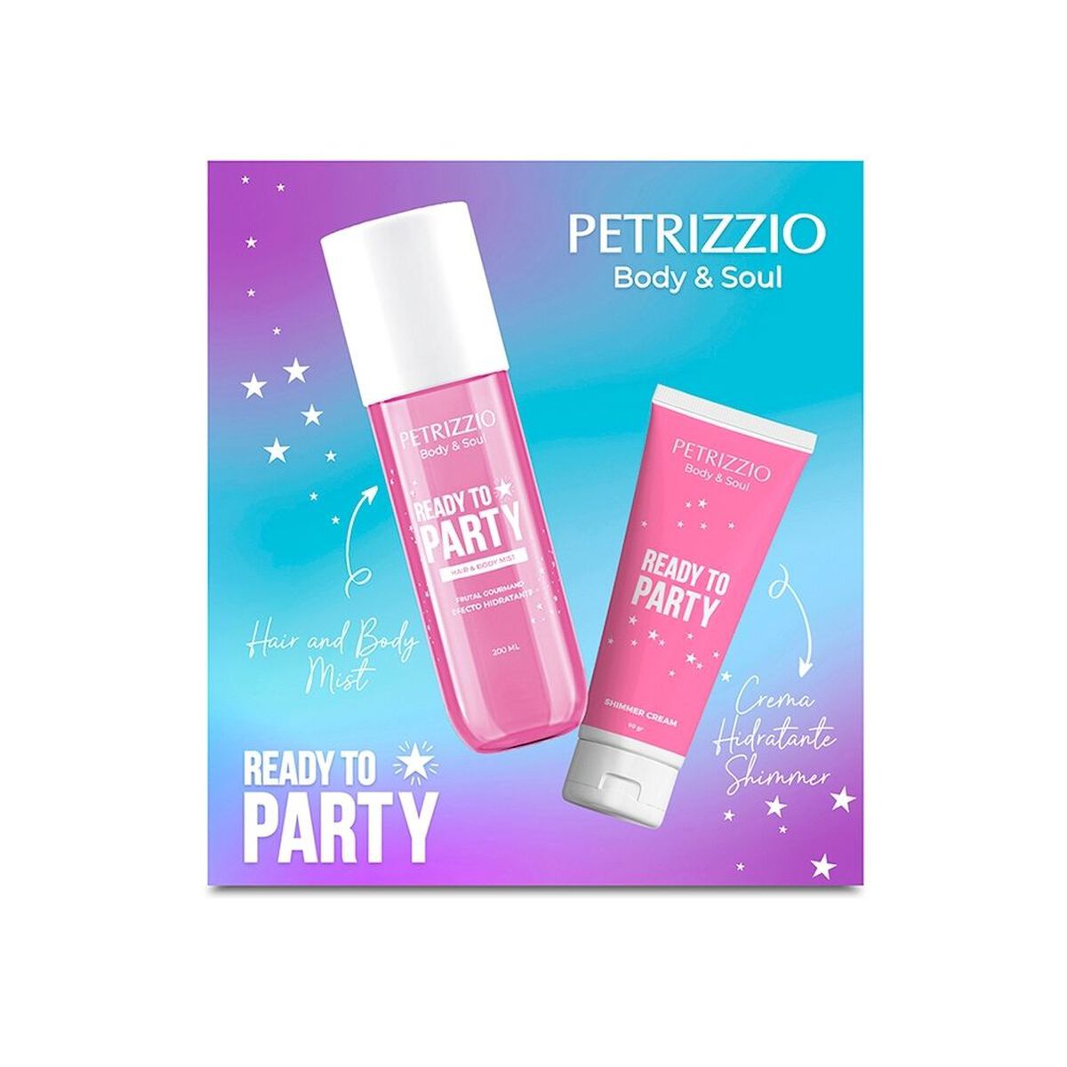 Set Body Mist Ready to Party + Crema Shimmer Petrizzio