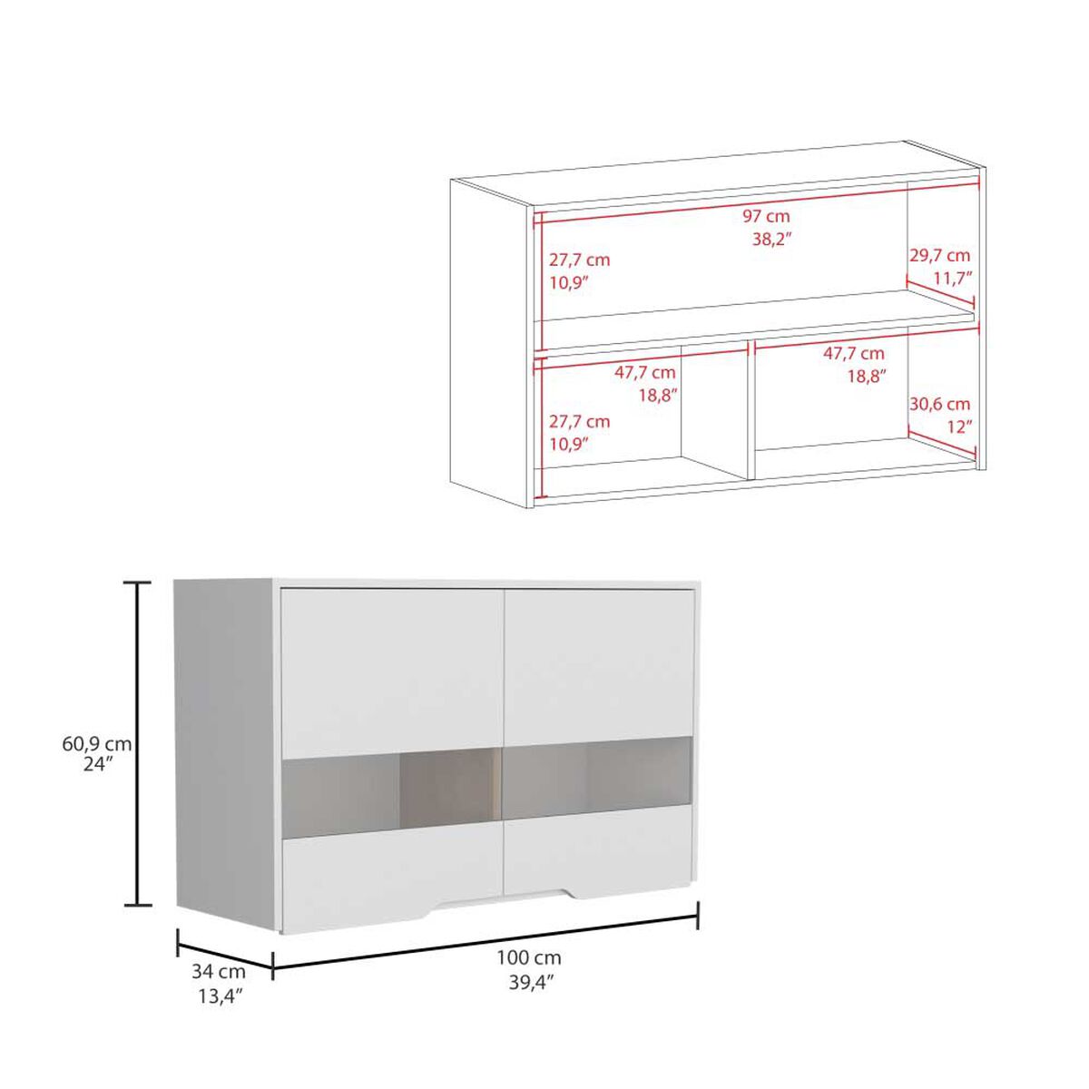 Mueble de Cocina Superior TuHome Soler 4 Puertas Blanco