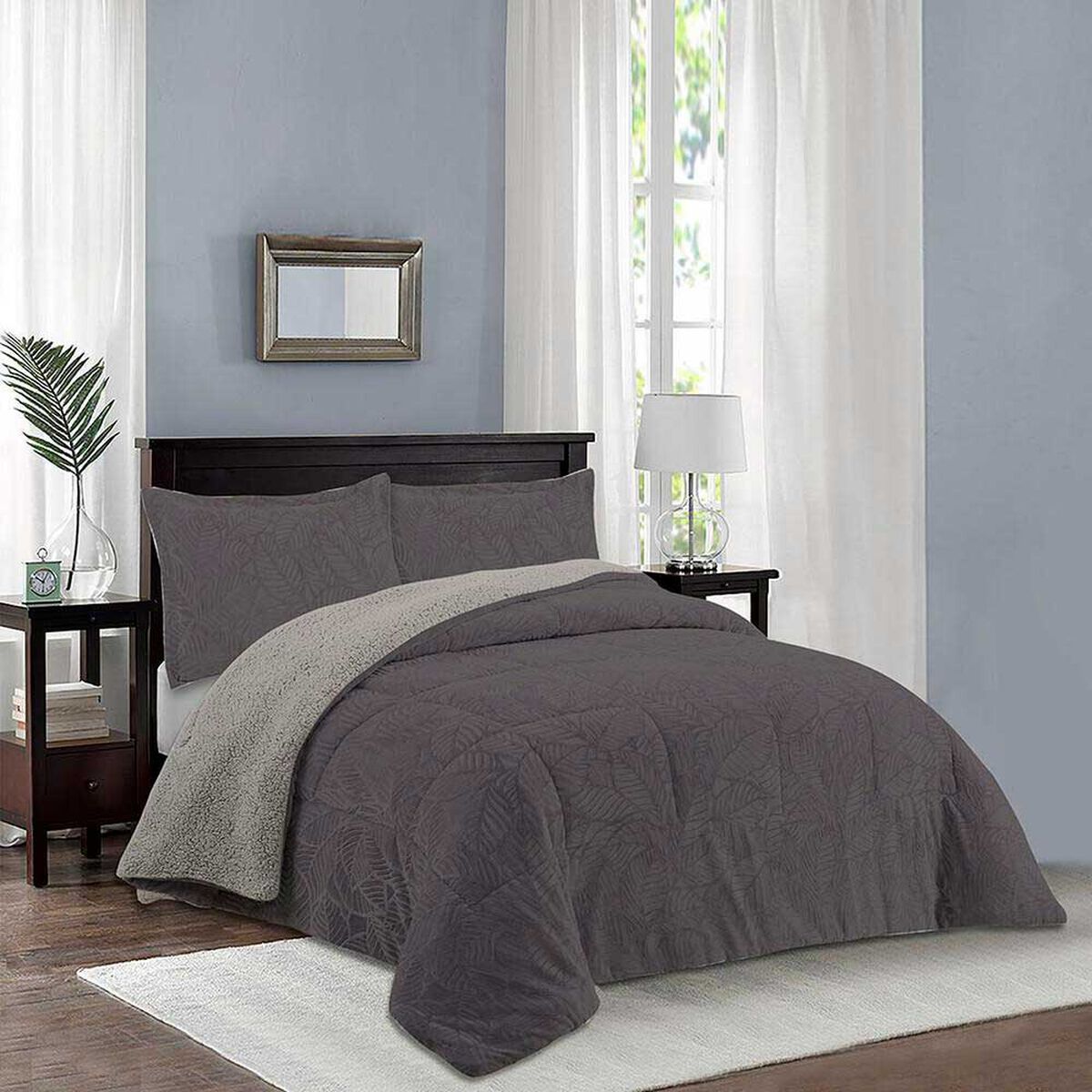 Cubrecama Doral 2 Plazas Gris Outboss Sherpa