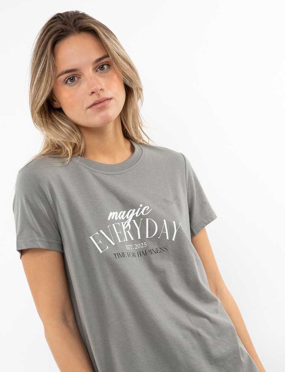 Polera Con Estampado Manga Corta Mujer Icono