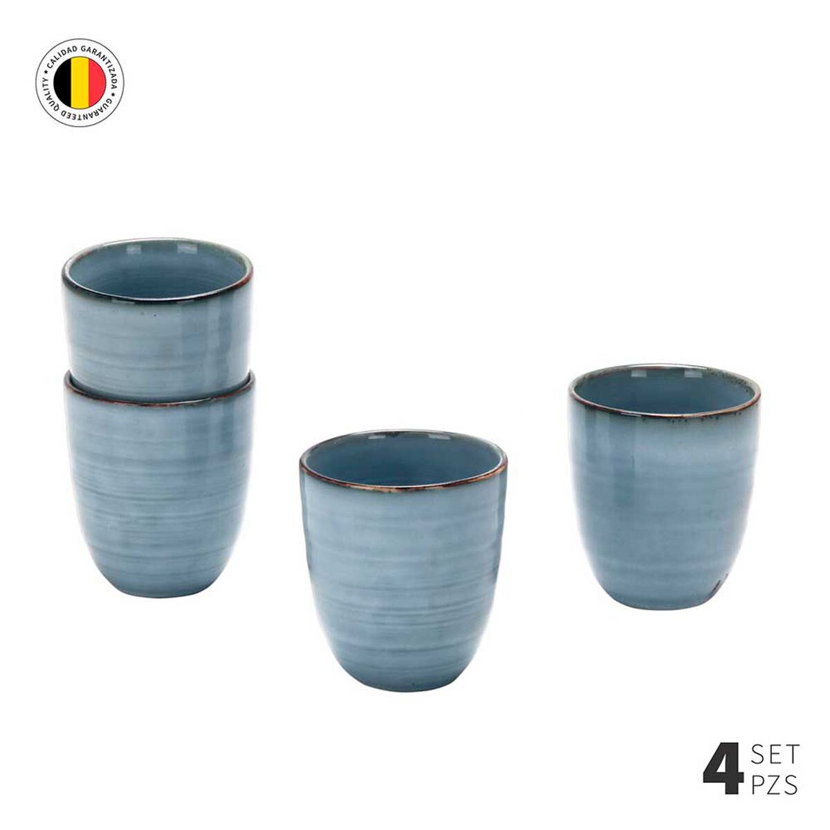 Set 4 Vasos Cer&aacute;mica Simplit Amalfi 270 ml Azul
