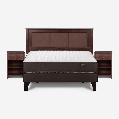 Cama Europea Rosen 2 Plazas Ergo T + Respaldo + 2 Veladores