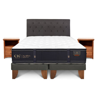 Cama Europea CIC Base Dividida King Grand Premium + Respaldo + Veladores