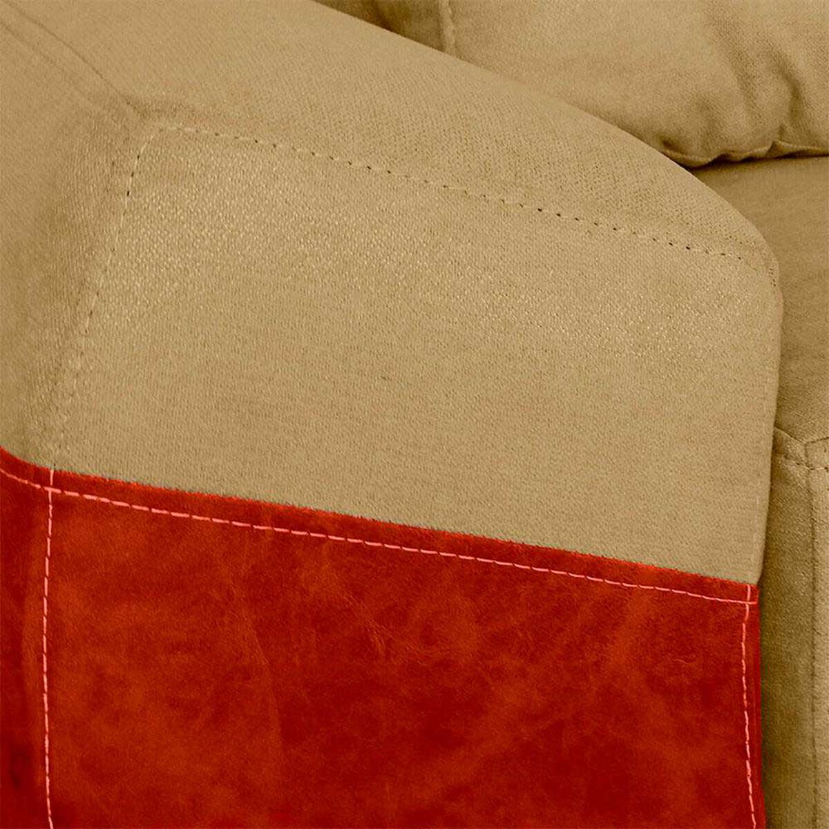 Seccional Derecho Elegant Houston Cheise Tela/PU 5 Cuerpos Beige