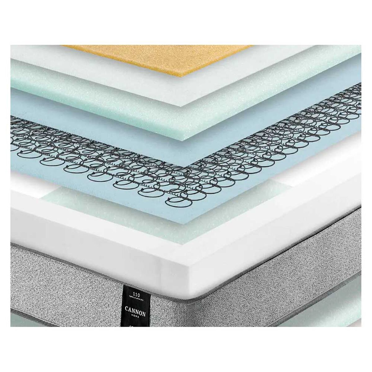 Cama Europea Latam Home Base Dividida 2 Plazas Cannon  + 2 Almohadas + Sábanas + Respaldo Tela Gris