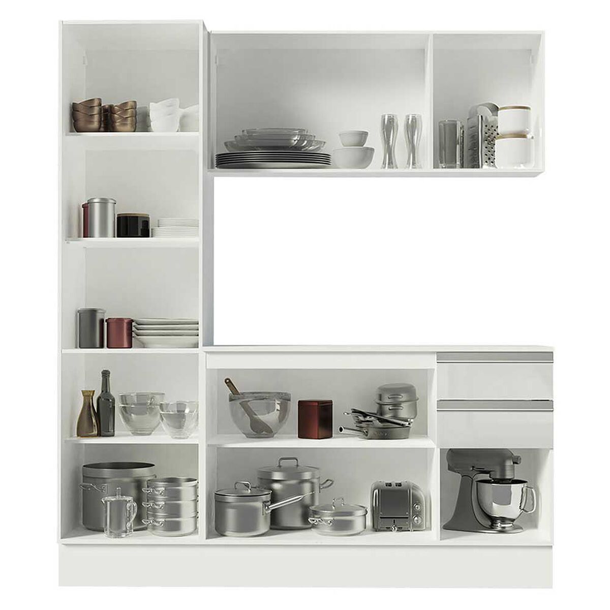 Mueble de Cocina Vekkahome Premium Smart 2 Cajones 8 Puertas Blanco